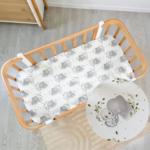 Cotton sheet "Elephant with Mommy"