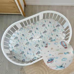 Cotton sheet "Helicopters and Balloons"