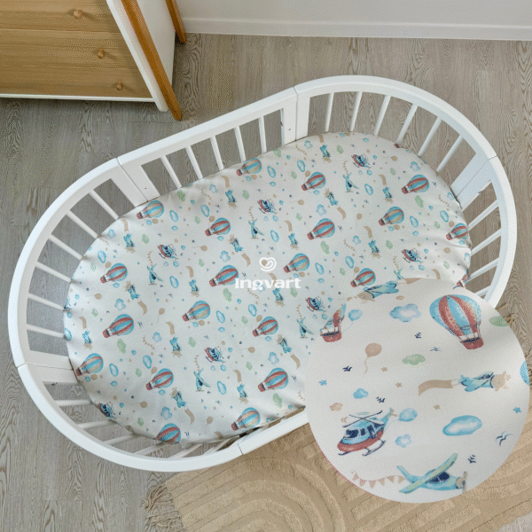 Cotton sheet "Helicopters and Balloons"