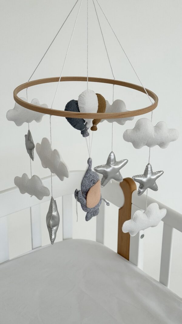 Hanging toy "Gray elephant with balls"