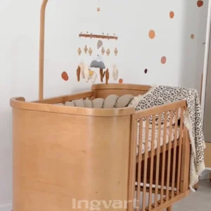 Puidust hoidik baldahhiini ja mänguasjade jaoks Boho beebivooditele